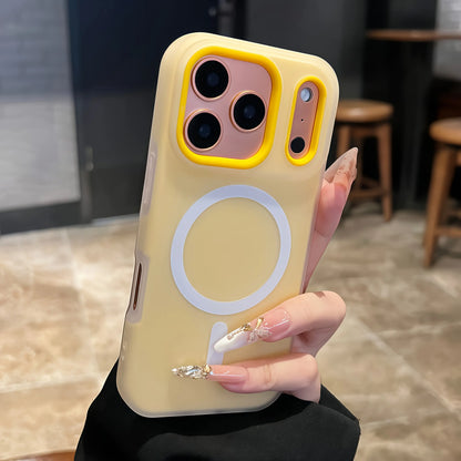 Luxury Candy-Colored 2-In-1 Magnetic Phone Case for iPhone 17 Pro Max, 16, 15, 14, 13, 12, 11 Pro Max - Protective Frosted Soft Shell with Shockproof Back Cover and Magnetic Wireless Charging Compatibility