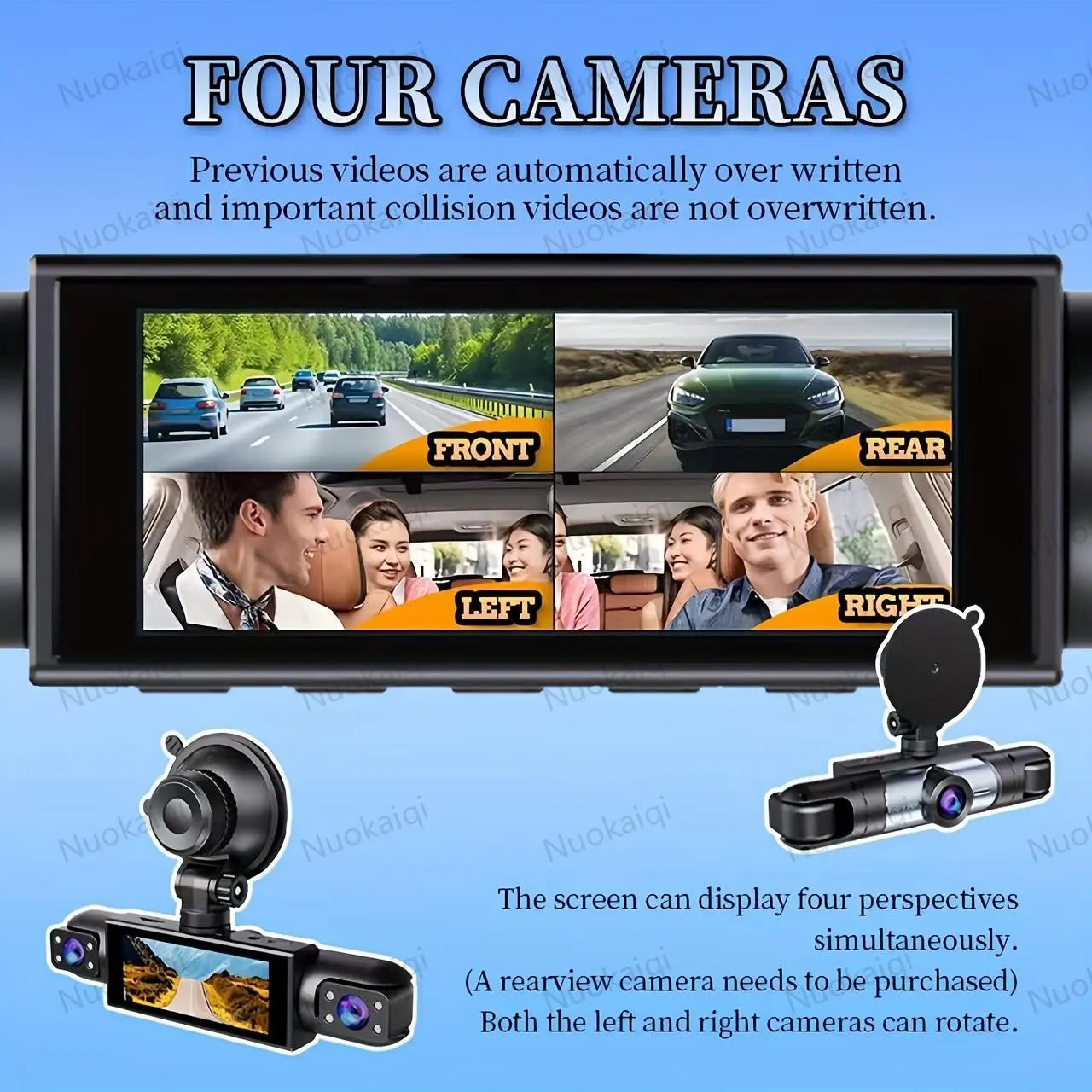Nuokaiqi 360° Dash Cam with Starlight Night Vision and Wi-Fi Connectivity for Comprehensive Automotive Surveillance