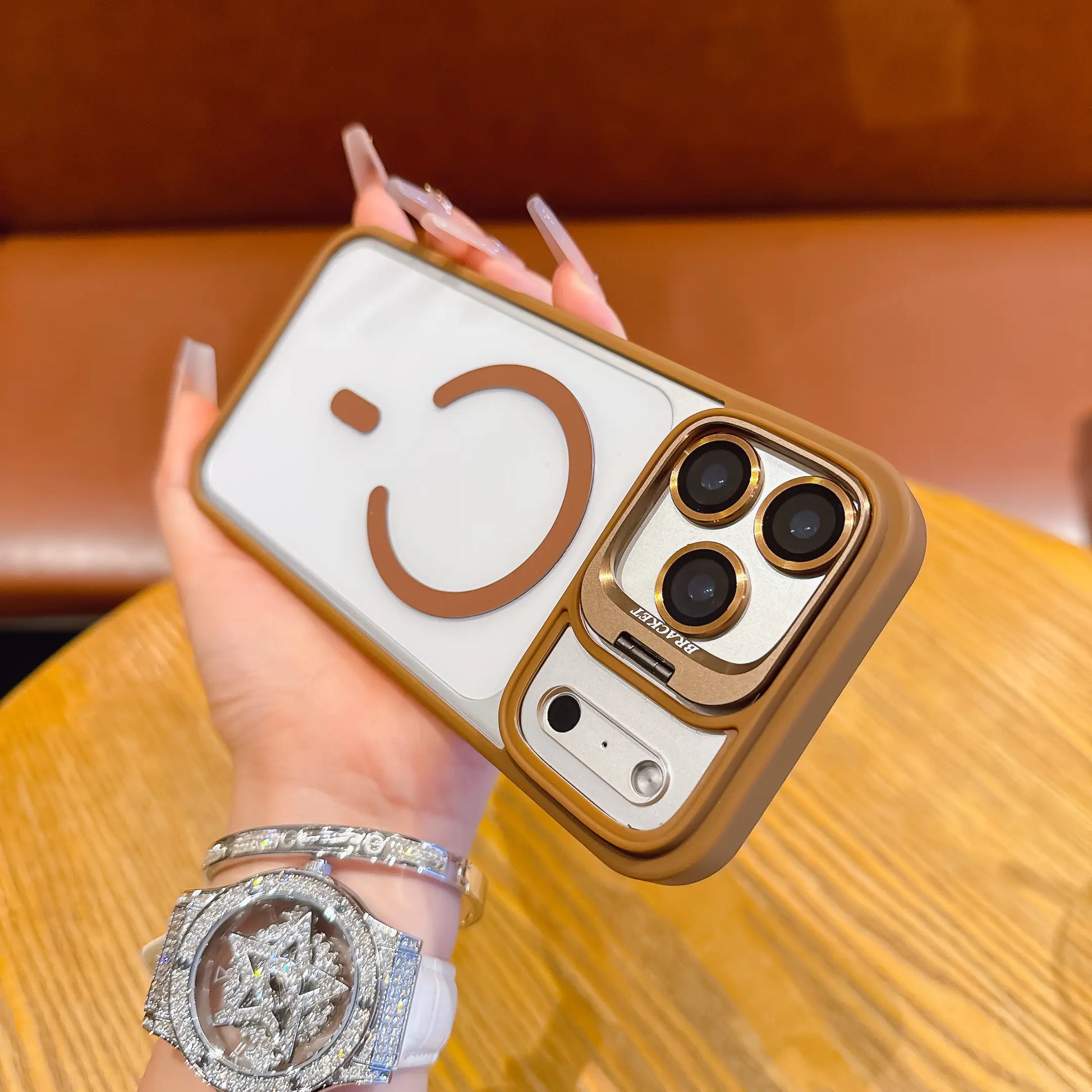 iPhone 17 Pro Max/16/15/13/12 Protective Case - Transparent Bracket, Military-Grade Shockproof and Wear-Resistant Design with Built-In Camera Holder