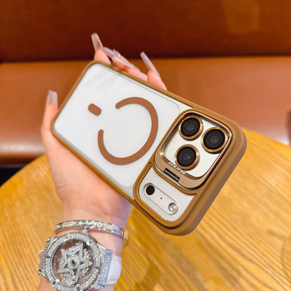 iPhone 17 Pro Max/16/15/13/12 Protective Case - Transparent Bracket, Military-Grade Shockproof and Wear-Resistant Design with Built-In Camera Holder