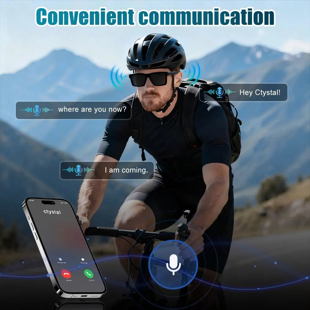 Premium Bluetooth Audio Smart Glasses with Touch and Voice Control, UV Protection, and Hands-Free Calling - Ideal for Driving, Hiking, and Business Use