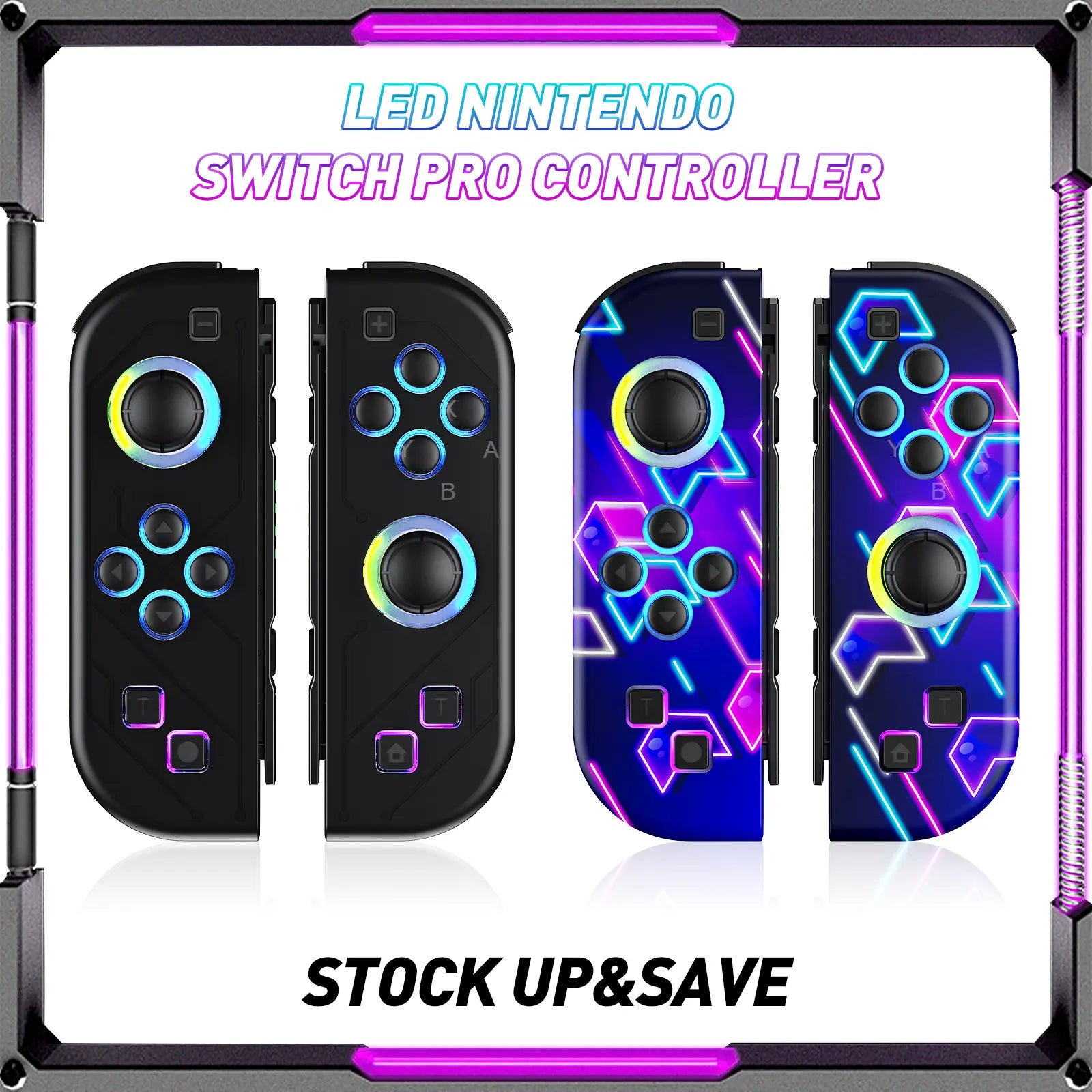 Nintendo Switch Joy-Con Controller (L/R) with RGB Lighting, Compatible with Nintendo Switch, Switch Lite, and Switch OLED