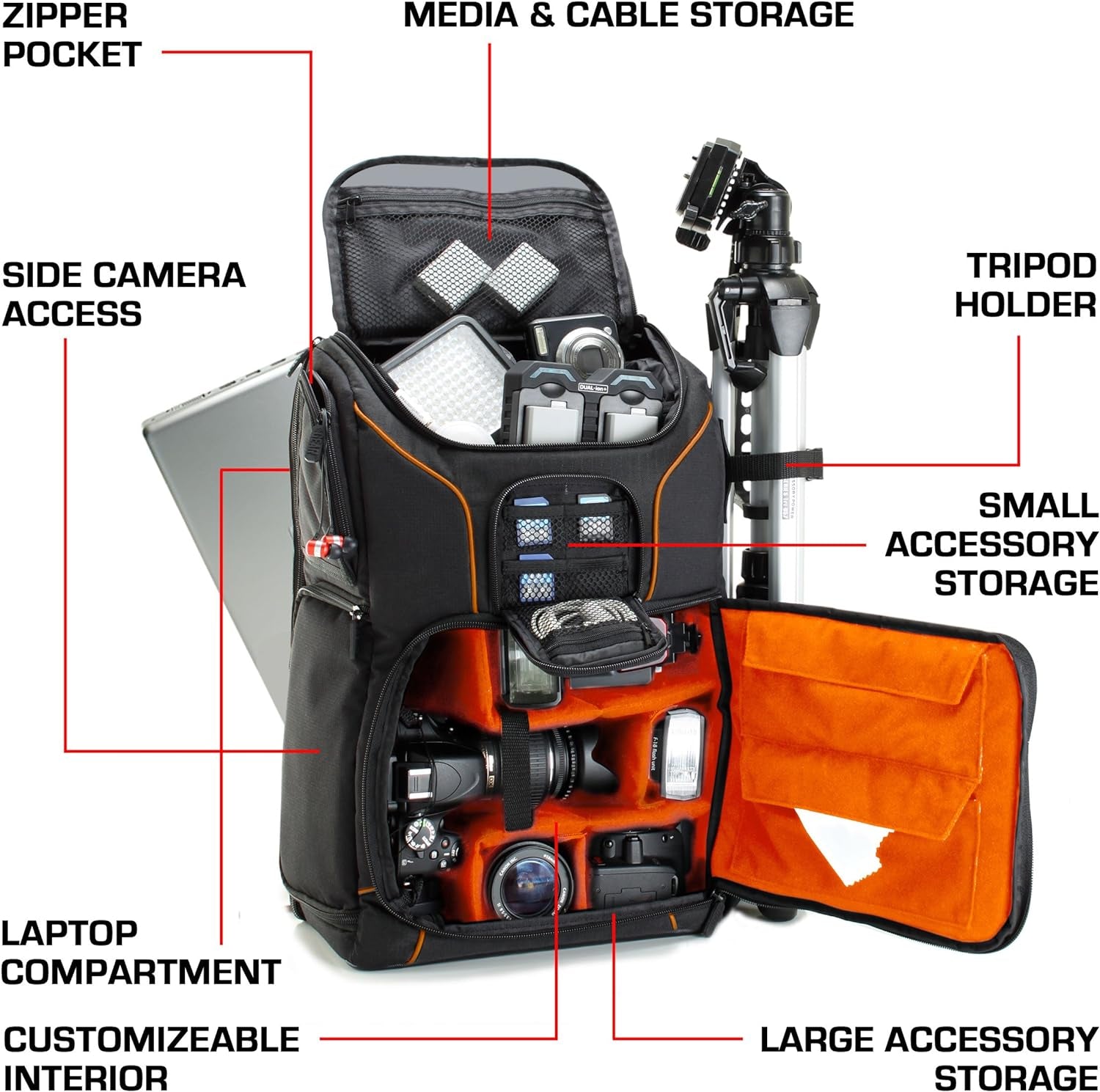 Professional Camera Backpack for DSLR, SLR, and Mirrorless Cameras with Laptop Compartment, Rain Cover, and Tripod Holder