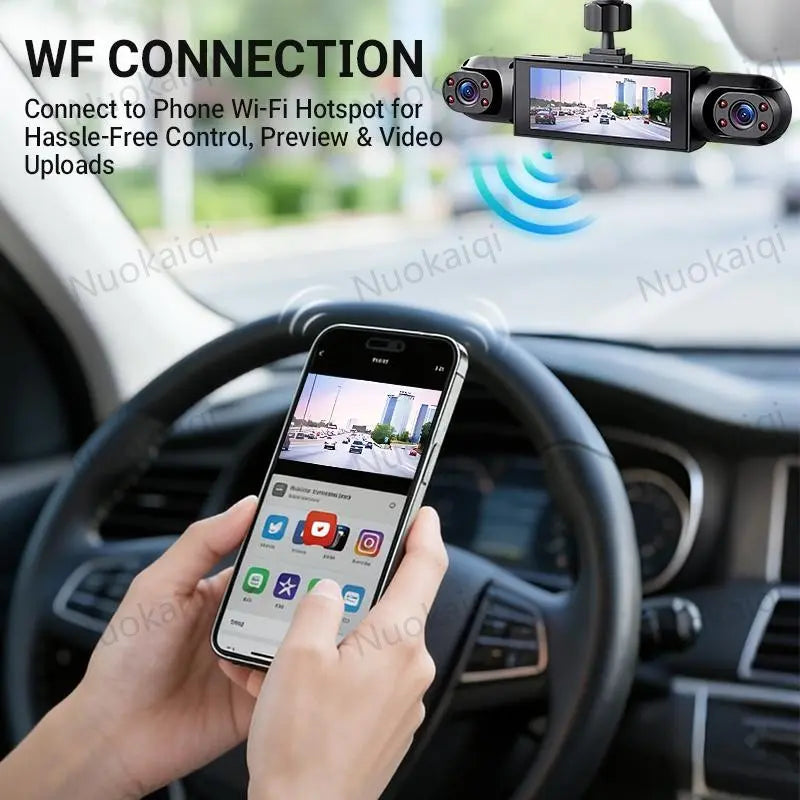 Nuokaiqi 360° Dash Cam with Starlight Night Vision and Wi-Fi Connectivity for Comprehensive Automotive Surveillance