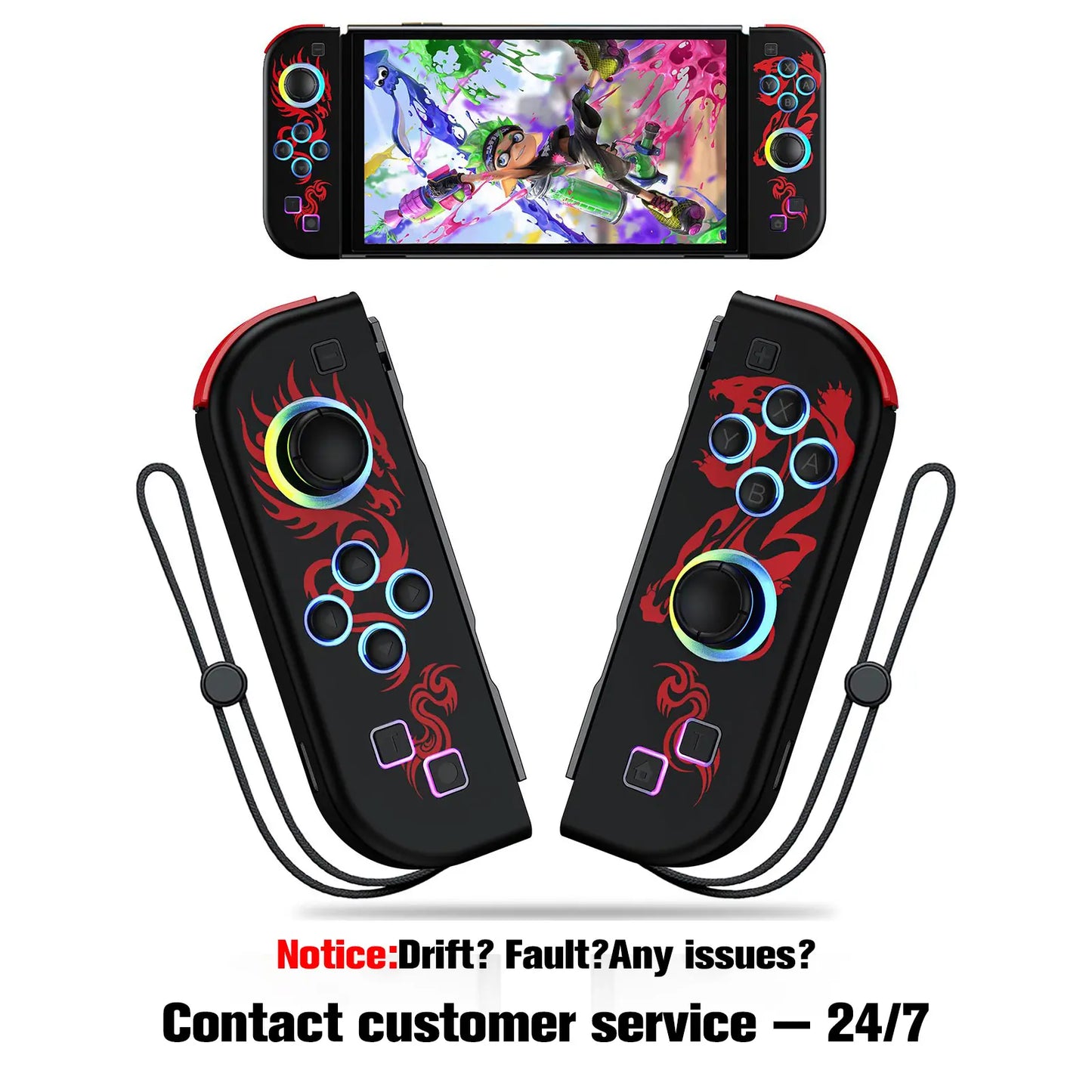 Nintendo Switch Joy-Con Controller (L/R) with RGB Lighting, Compatible with Nintendo Switch, Switch Lite, and Switch OLED