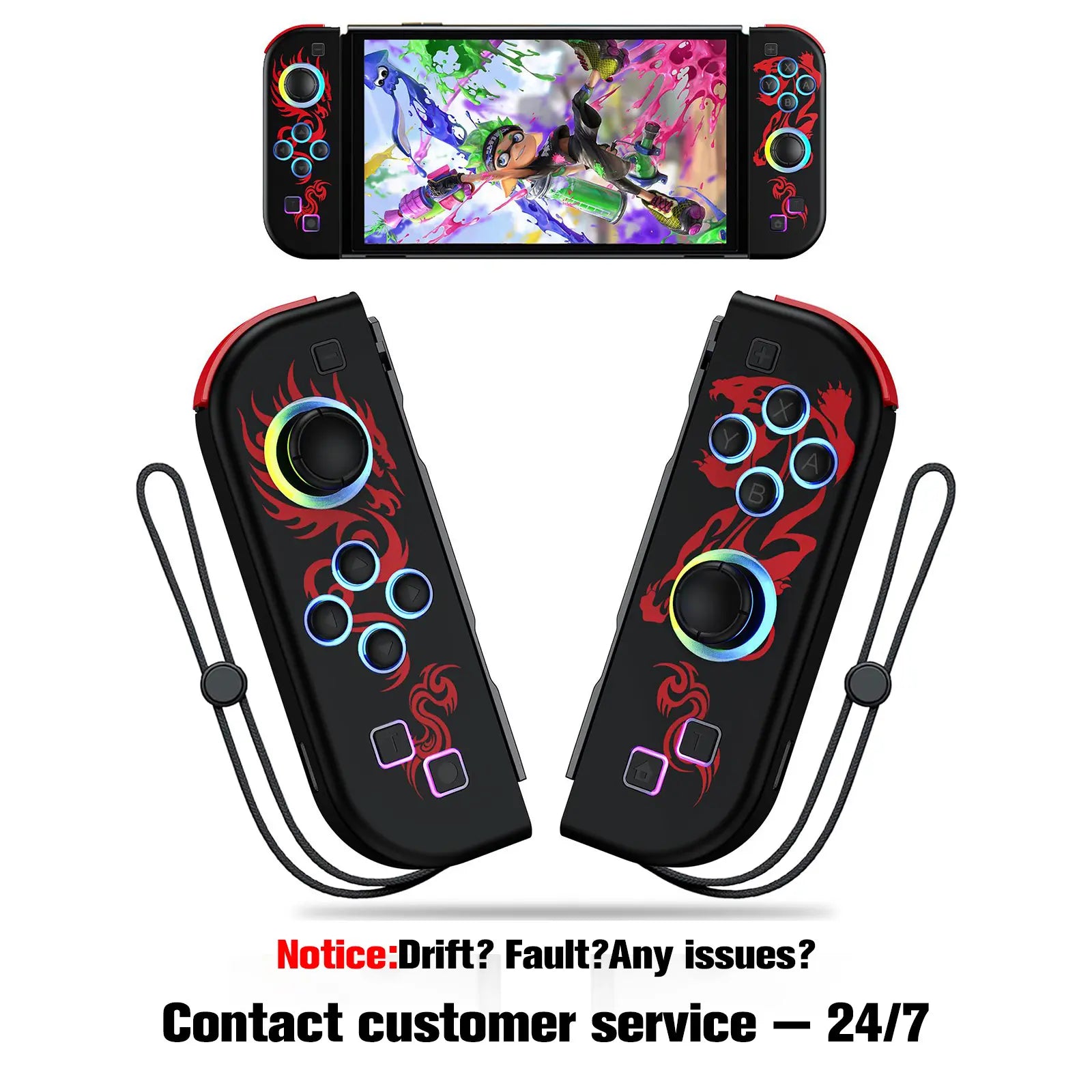 Nintendo Switch Joy-Con Controller (L/R) with RGB Lighting, Compatible with Nintendo Switch, Switch Lite, and Switch OLED
