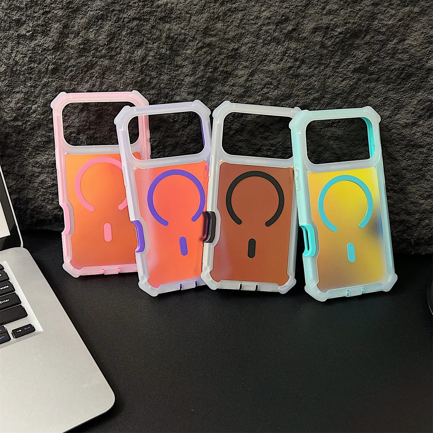HOTSIAD Iridescent Laser Fluorescent Cute Phone Case [Magsafe Compatible] Shockproof Anti-Slip Anti-Scratch Drop Protection Case for Iphone 17 16 Pro Max 15 14 13 Pro Max