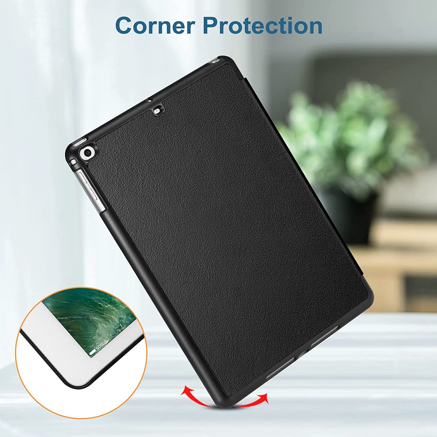 Slimshell Case for iPad 6th/5th Generation (2018/2017 Model, 9.7 Inch) and iPad Air 2/Air 1 (9.7 Inch) - Lightweight Smart Protective Cover with Auto Sleep/Wake Feature, Black