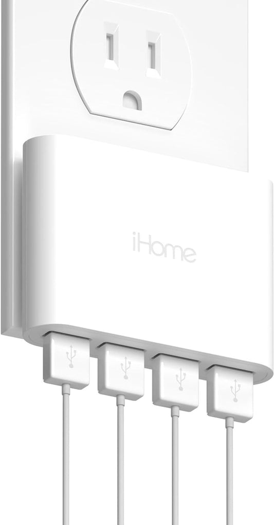 Slim 4-Port USB Wall Charger - AC Pro Multiport Plug Adapter for Home and Travel