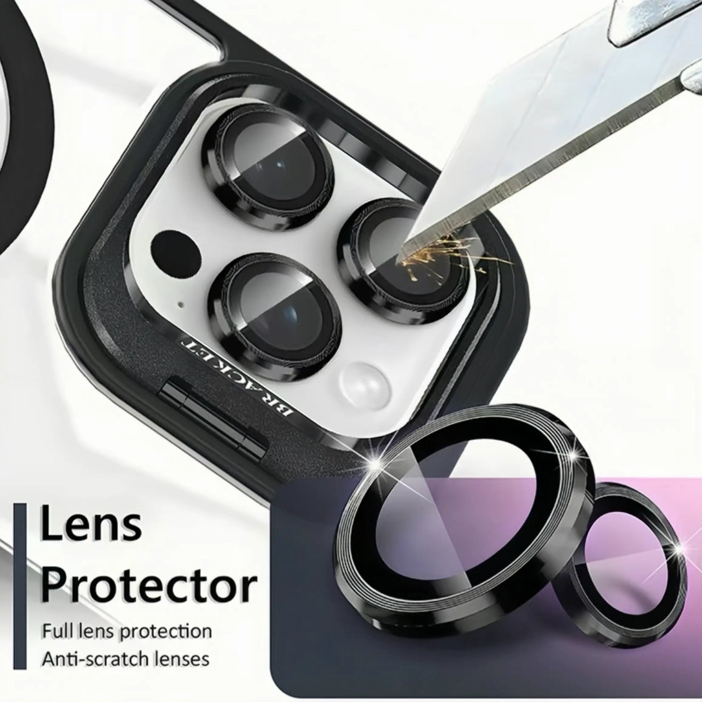 iPhone 17 Pro Max/16/15/13/12 Protective Case - Transparent Bracket, Military-Grade Shockproof and Wear-Resistant Design with Built-In Camera Holder