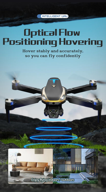 M8 Pro 2026 Advanced Aerial Drone featuring 4K UHD EIS Camera, GPS Navigation, 5G WiFi FPV, Brushless Motors, Optical Flow Hover, Intelligent Obstacle Avoidance, Auto Return Function, 360° Stunt Roll, and Dual Battery Pack