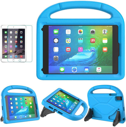 Durable Shockproof Kids Case for iPad Mini 5/4/3/2/1 (7.9") with Protective Handle, Bumper Stand, and Two Screen Protectors - Blue