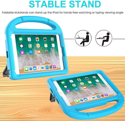 Durable Shockproof Kids Case for iPad Mini 5/4/3/2/1 (7.9") with Protective Handle, Bumper Stand, and Two Screen Protectors - Blue
