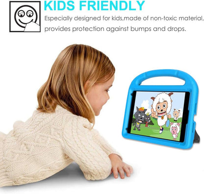 Durable Shockproof Kids Case for iPad Mini 5/4/3/2/1 (7.9") with Protective Handle, Bumper Stand, and Two Screen Protectors - Blue