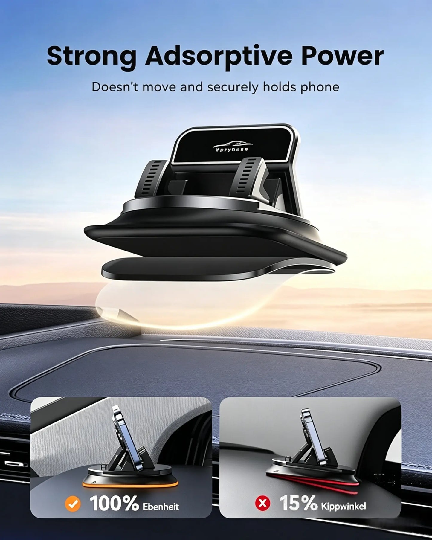 Universal 360-Degree Rotating Car Phone Mount - Dashboard Holder for All Smartphones