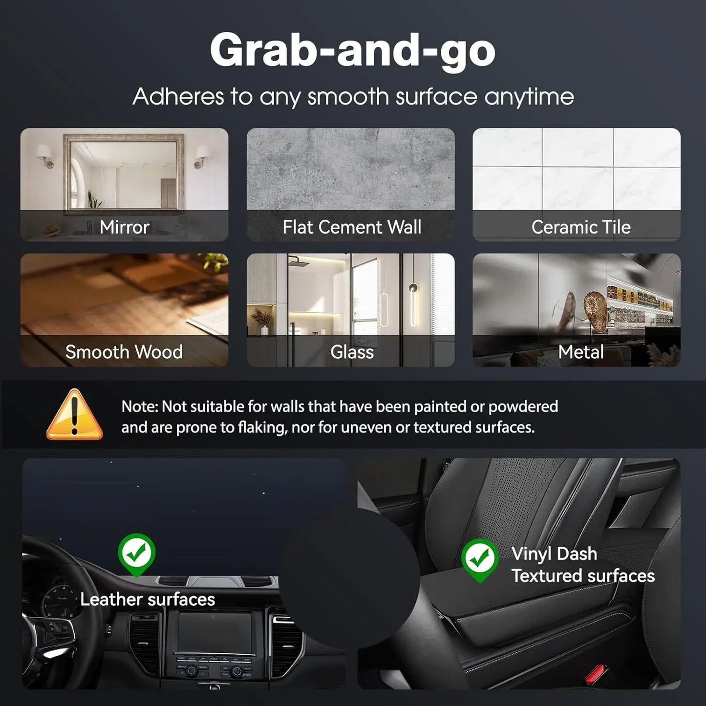 Vacuum Magnetic Suction Phone Holder, Foldable and Retractable Hands-Free Suction Cup Phone Mount for Car/Gym/Mirror/Smooth Surface, Compatible with Iphone Android and All Smartphones