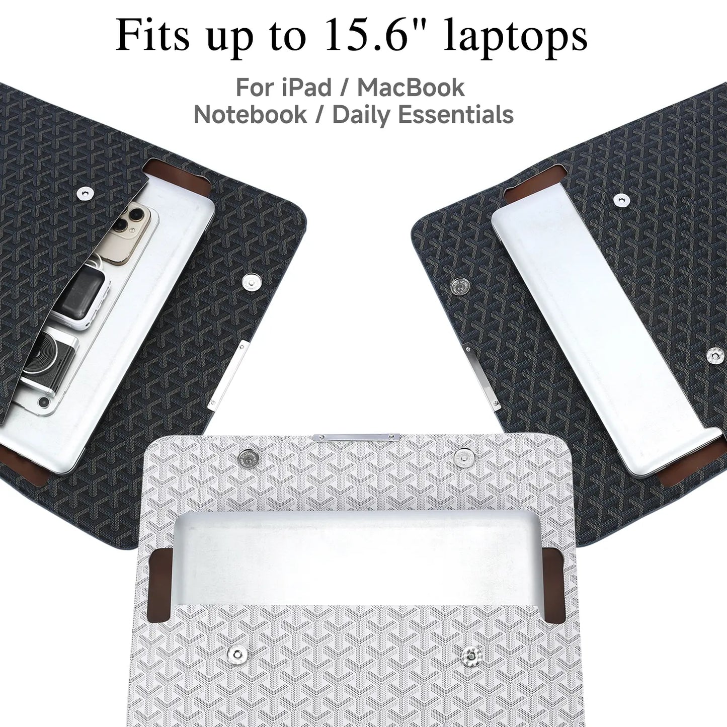 15.6-Inch Laptop Sleeve Padfolio Document Organizer for MacBook, Notebook, and iPad - Slim, Scratch-Resistant Portfolio Case with Magnetic Closure for Office, School, and Travel - Ideal Gift for Students and Professionals