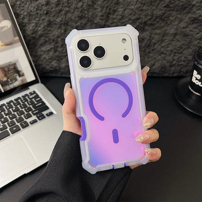 HOTSIAD Iridescent Laser Fluorescent Cute Phone Case [Magsafe Compatible] Shockproof Anti-Slip Anti-Scratch Drop Protection Case for Iphone 17 16 Pro Max 15 14 13 Pro Max