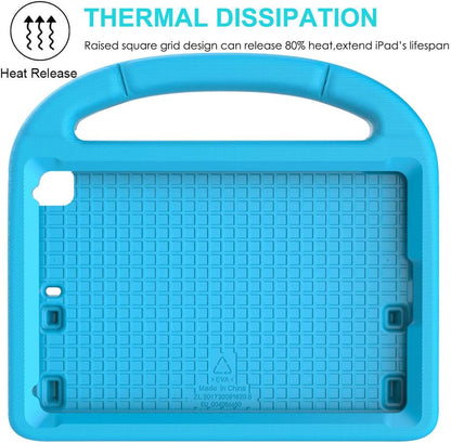 Durable Shockproof Kids Case for iPad Mini 5/4/3/2/1 (7.9") with Protective Handle, Bumper Stand, and Two Screen Protectors - Blue