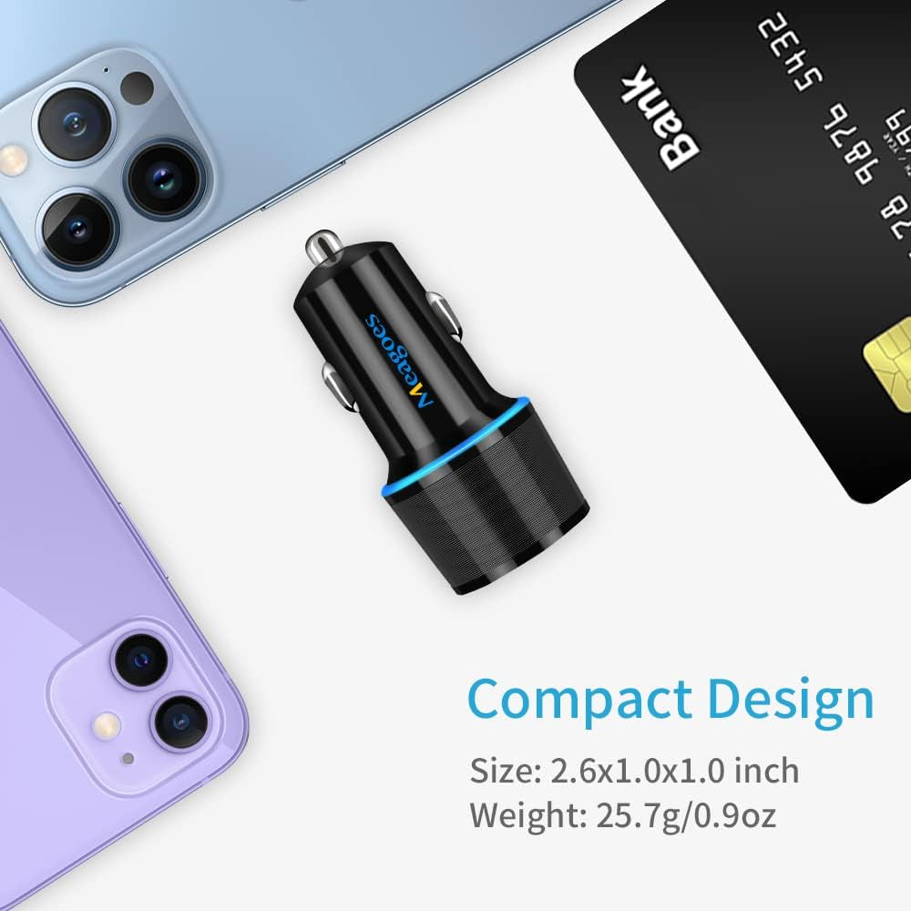 20W USB-C Car Charger with PD Rapid Charging Adapter and MFi Certified Type C to Lightning Cable (3-3.3Ft) - Compatible with Apple iPhone 14 Pro Max/14 Pro/14 Plus/14/13/12/Mini/11/Xs/Xr/X/8 Plus/SE 3