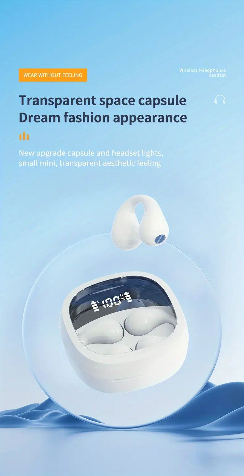 Wireless Earclip Earphones with Digital Display Charging