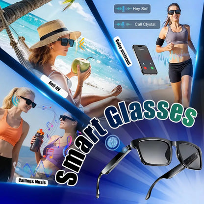 Premium Bluetooth Audio Smart Glasses with Touch and Voice Control, UV Protection, and Hands-Free Calling - Ideal for Driving, Hiking, and Business Use