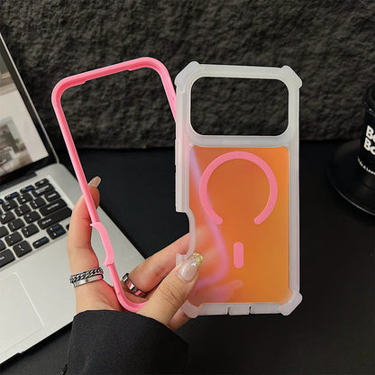 HOTSIAD Iridescent Laser Fluorescent Cute Phone Case [Magsafe Compatible] Shockproof Anti-Slip Anti-Scratch Drop Protection Case for Iphone 17 16 Pro Max 15 14 13 Pro Max