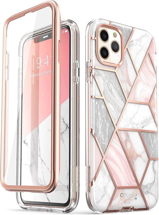 Cosmo Series Slim Full-Body Protective Case with Built-In Screen Protector for iPhone 11 Pro Max (Marble)