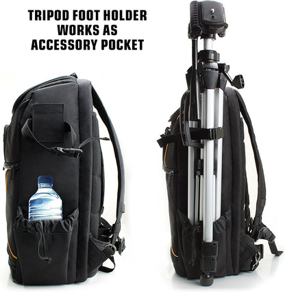 Professional Camera Backpack for DSLR, SLR, and Mirrorless Cameras with Laptop Compartment, Rain Cover, and Tripod Holder