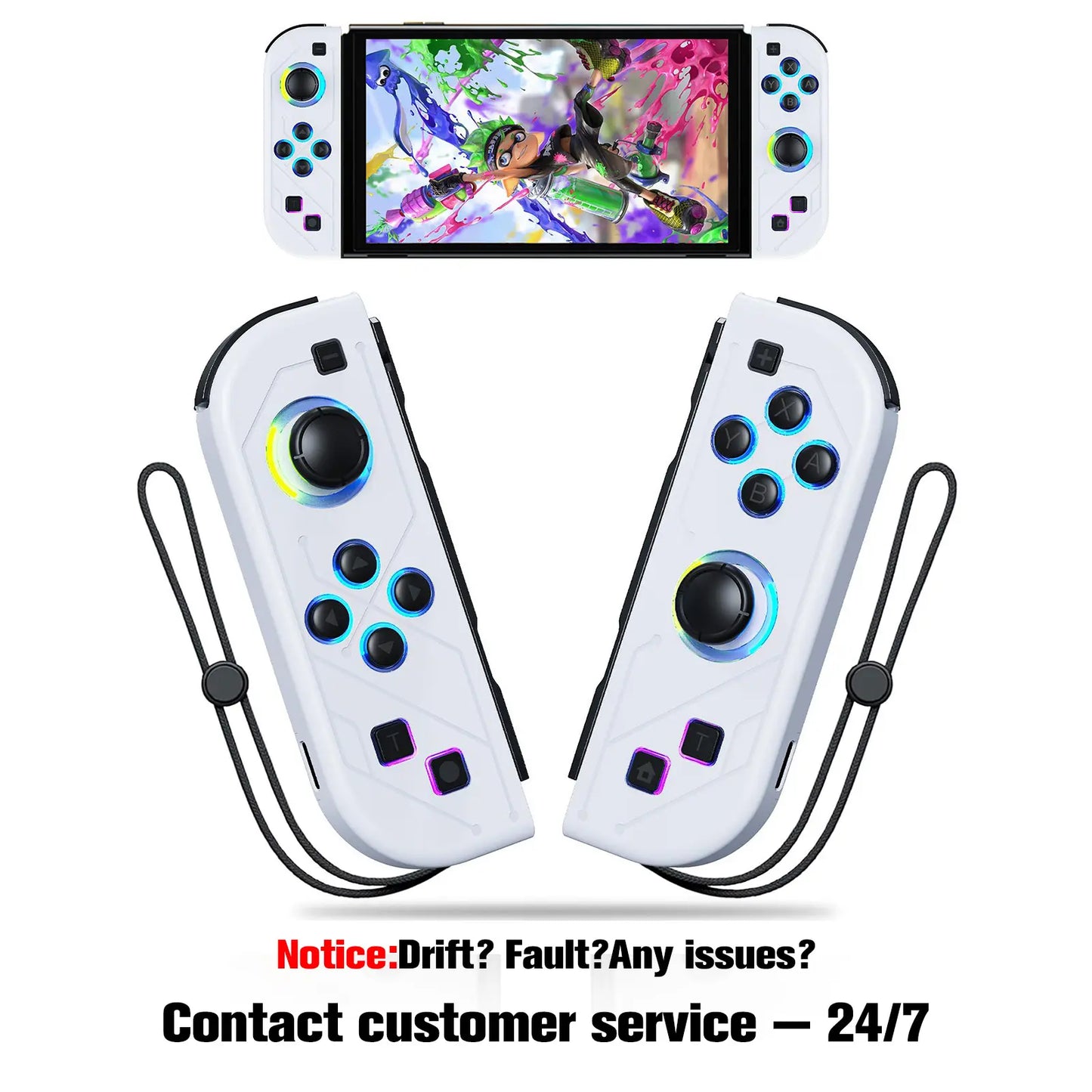 Nintendo Switch Joy-Con Controller (L/R) with RGB Lighting, Compatible with Nintendo Switch, Switch Lite, and Switch OLED