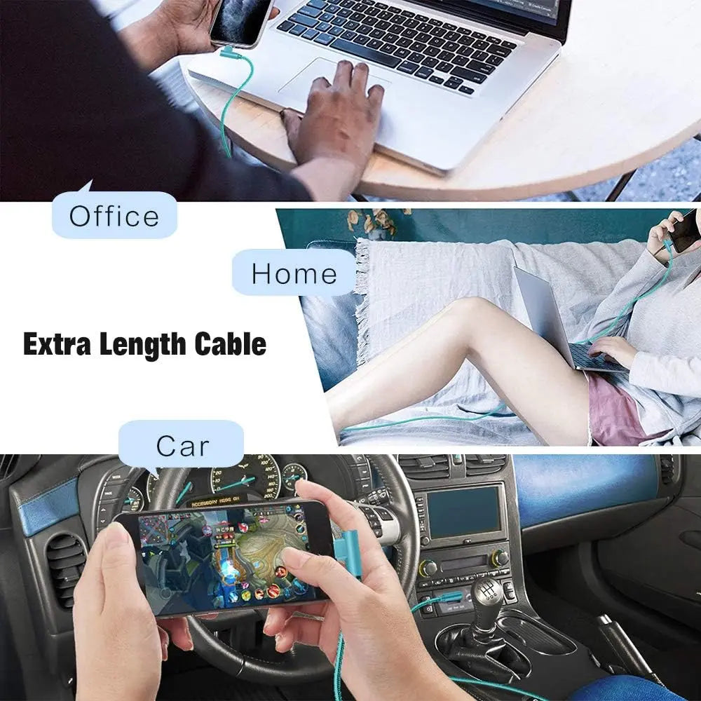 Right Angle Lightning Cable 3-Pack - 90 Degree 6FT Nylon Braided Fast Charging Cord, Compatible with iPhone 14/13/12/11/XS/MAX/X/8/7/6 and Other Electronic Devices, Durable Charging Solution for Gaming and More