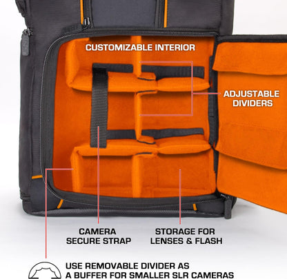 Professional Camera Backpack for DSLR, SLR, and Mirrorless Cameras with Laptop Compartment, Rain Cover, and Tripod Holder