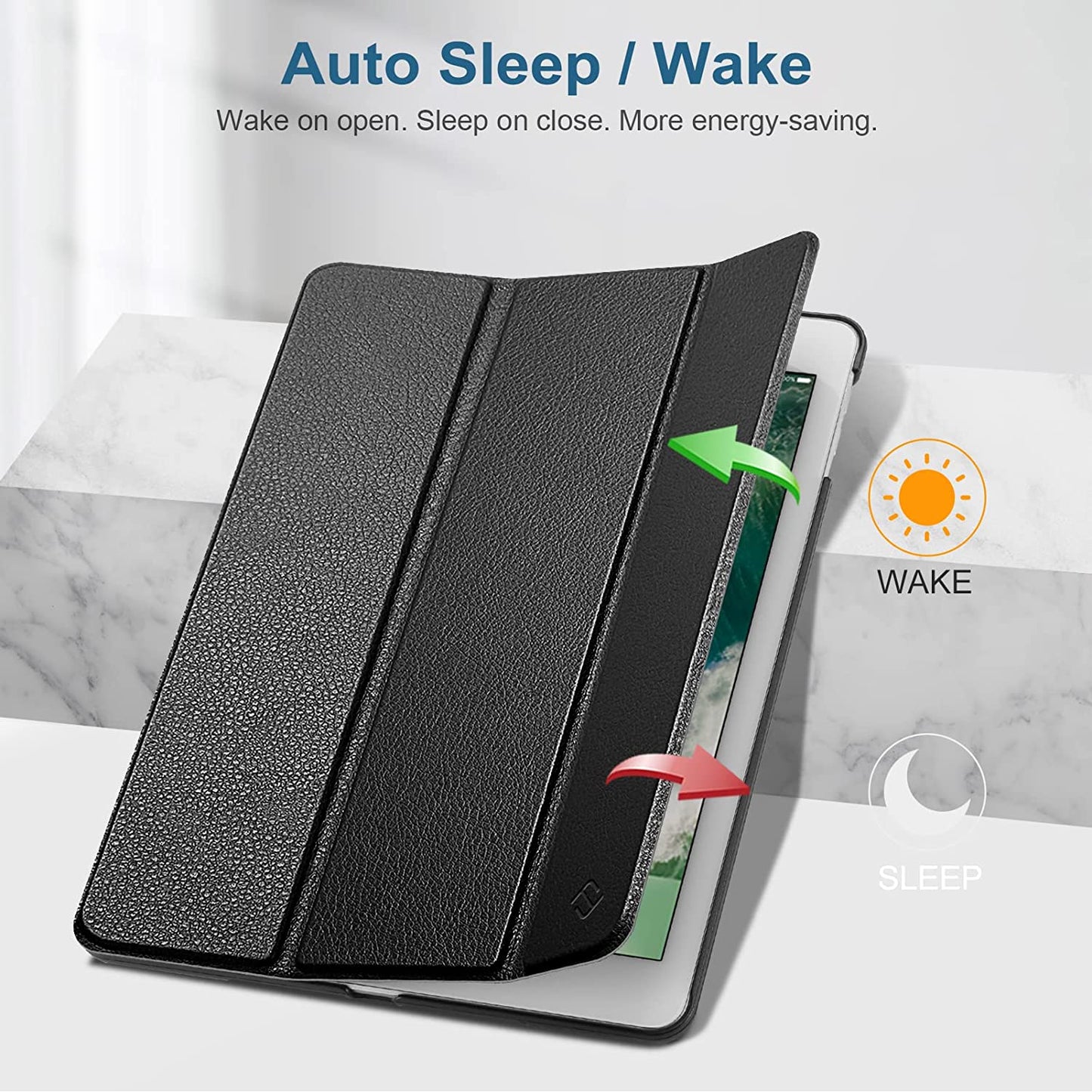 Slimshell Case for iPad 6th/5th Generation (2018/2017 Model, 9.7 Inch) and iPad Air 2/Air 1 (9.7 Inch) - Lightweight Smart Protective Cover with Auto Sleep/Wake Feature, Black