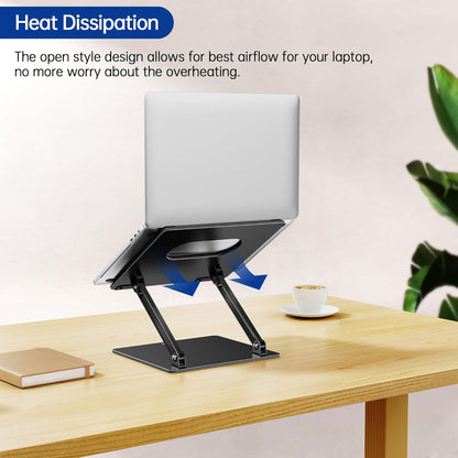 LS10 Ergonomic Adjustable Laptop Stand for Desk - Foldable and Portable Notebook Holder Compatible with 10-14" Laptops, Black