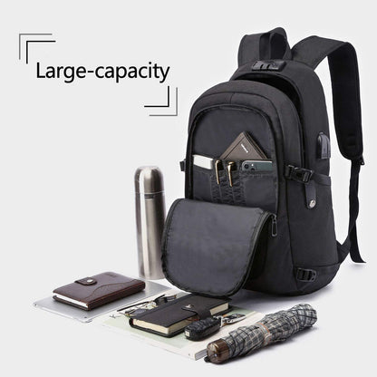 Anti-Theft Water-Resistant Laptop Backpack with USB Charging Port, Slim Design for 15.6 Inch Laptops, Ideal for Travel and Work