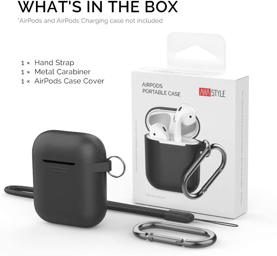 Premium Silicone Protective Case with Front LED Visibility for Apple AirPods 1 & 2 - Black