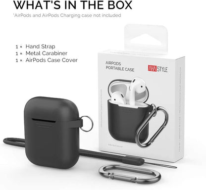 Premium Silicone Protective Case with Front LED Visibility for Apple AirPods 1 & 2 - Black