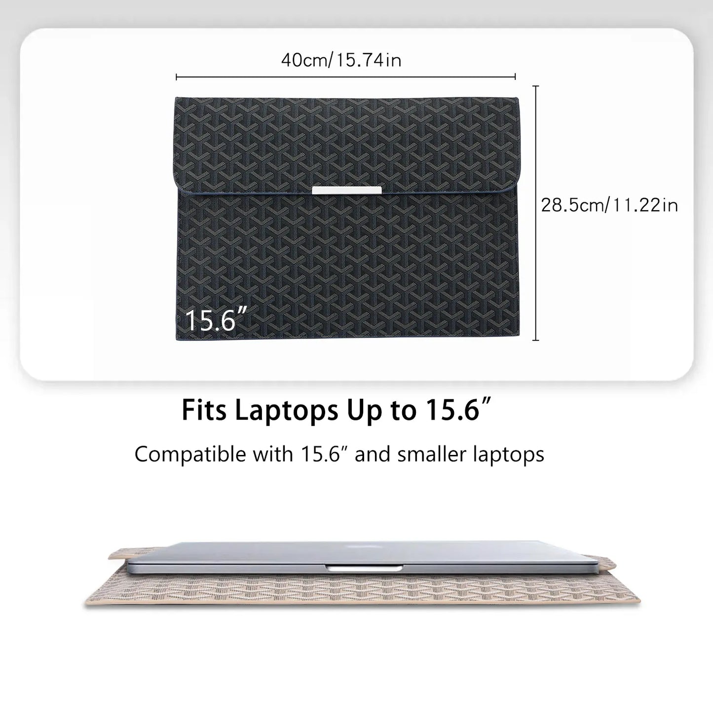 15.6-Inch Laptop Sleeve Padfolio Document Organizer for MacBook, Notebook, and iPad - Slim, Scratch-Resistant Portfolio Case with Magnetic Closure for Office, School, and Travel - Ideal Gift for Students and Professionals