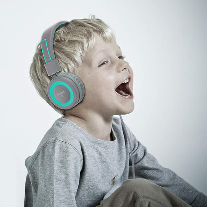 K8 Wired Headphones for Kids with Adjustable Headband and 3.5mm Jack - Foldable On-Ear Headset for School, Travel, and Compatible with Kindle, Tablets, and Cellphones (Dark Gray)