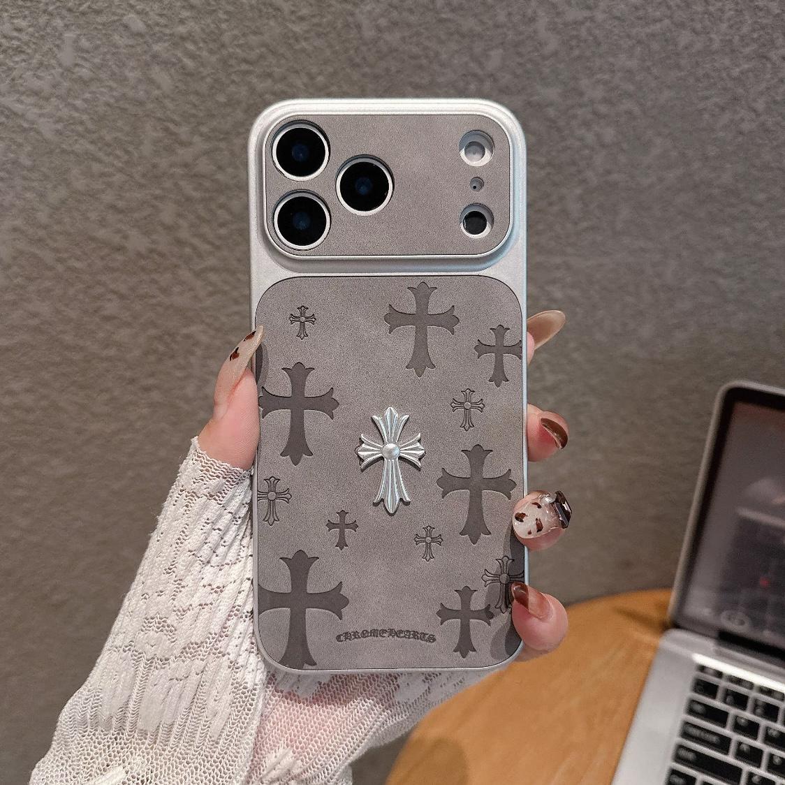Premium Leather Cross-Pattern Phone Case for iPhone 17/16/15/14/13/Pro/Max | 3D Vintage Design with Shockproof and Drop Protection, Elegant Unisex Accessory, Perfect Gift Option