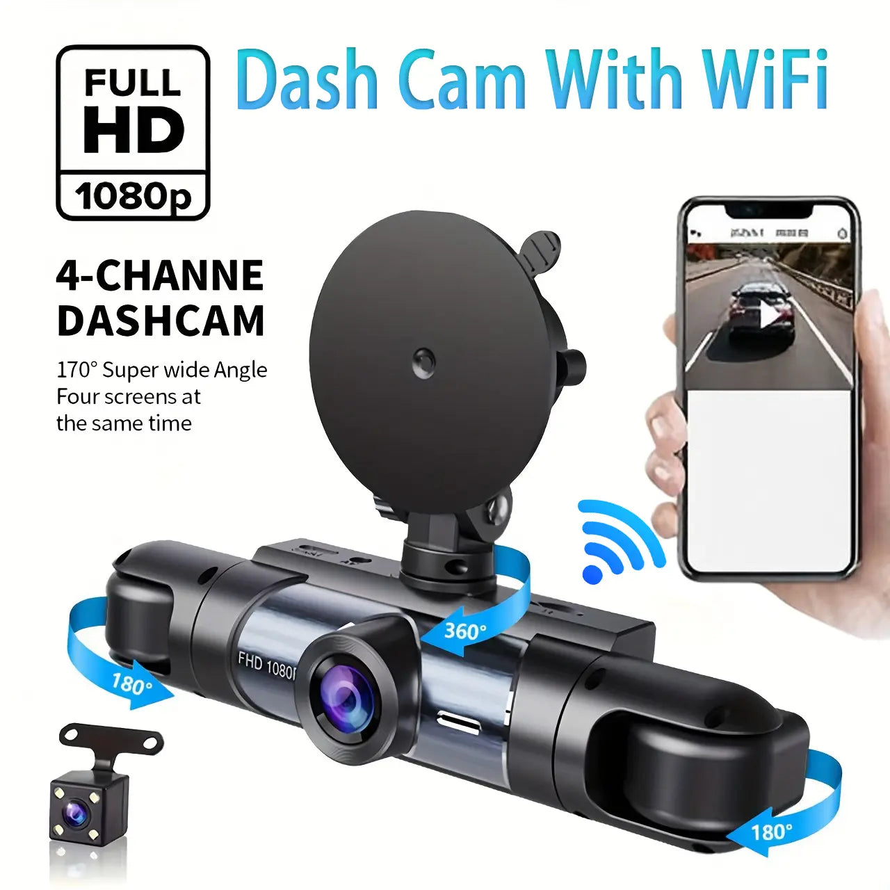 Nuokaiqi 360° Dash Cam with Starlight Night Vision and Wi-Fi Connectivity for Comprehensive Automotive Surveillance