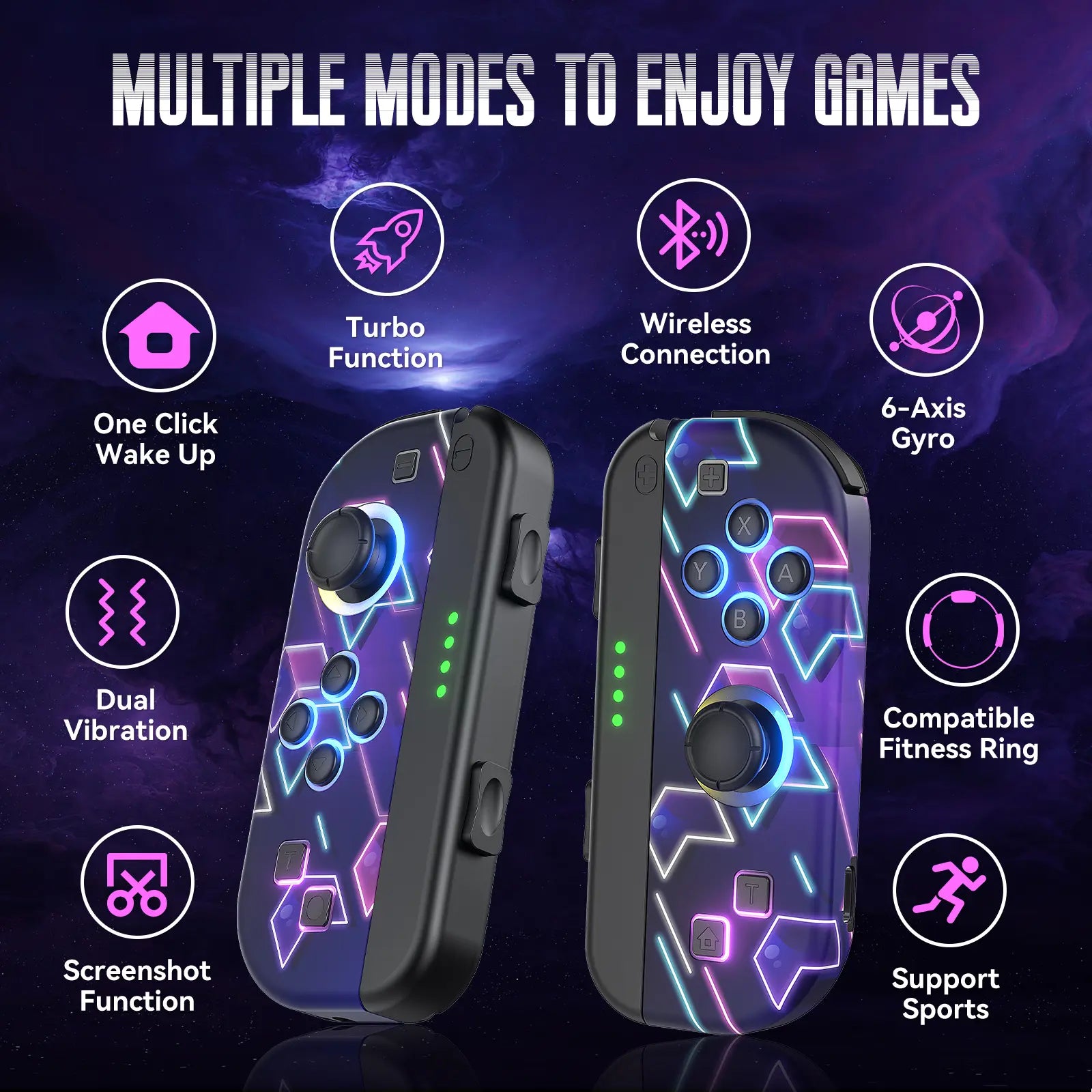 Nintendo Switch Joy-Con Controller (L/R) with RGB Lighting, Compatible with Nintendo Switch, Switch Lite, and Switch OLED