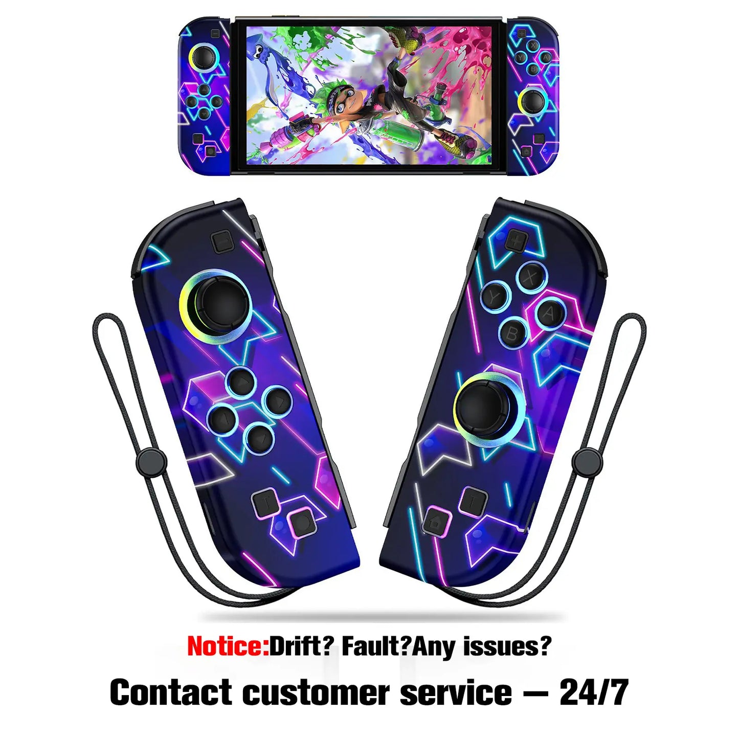 Nintendo Switch Joy-Con Controller (L/R) with RGB Lighting, Compatible with Nintendo Switch, Switch Lite, and Switch OLED