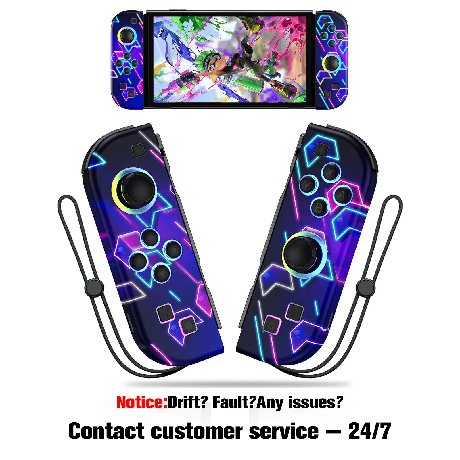 Nintendo Switch Joy-Con Controller (L/R) with RGB Lighting, Compatible with Nintendo Switch, Switch Lite, and Switch OLED