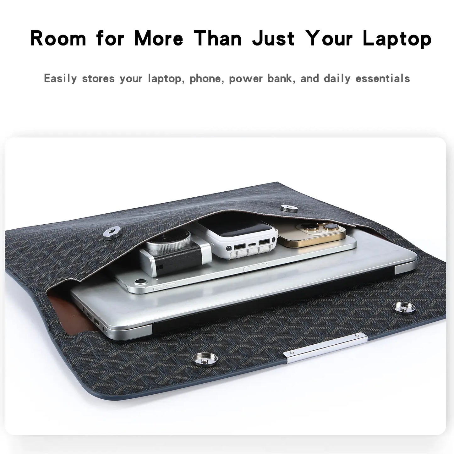 15.6-Inch Laptop Sleeve Padfolio Document Organizer for MacBook, Notebook, and iPad - Slim, Scratch-Resistant Portfolio Case with Magnetic Closure for Office, School, and Travel - Ideal Gift for Students and Professionals