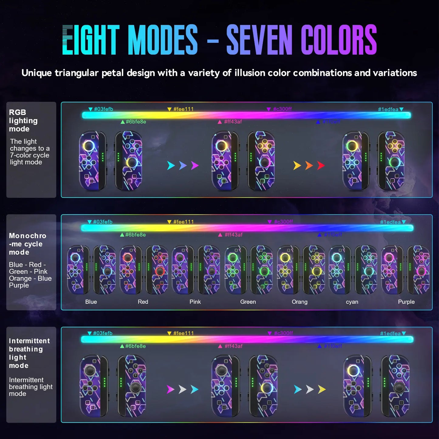 Nintendo Switch Joy-Con Controller (L/R) with RGB Lighting, Compatible with Nintendo Switch, Switch Lite, and Switch OLED