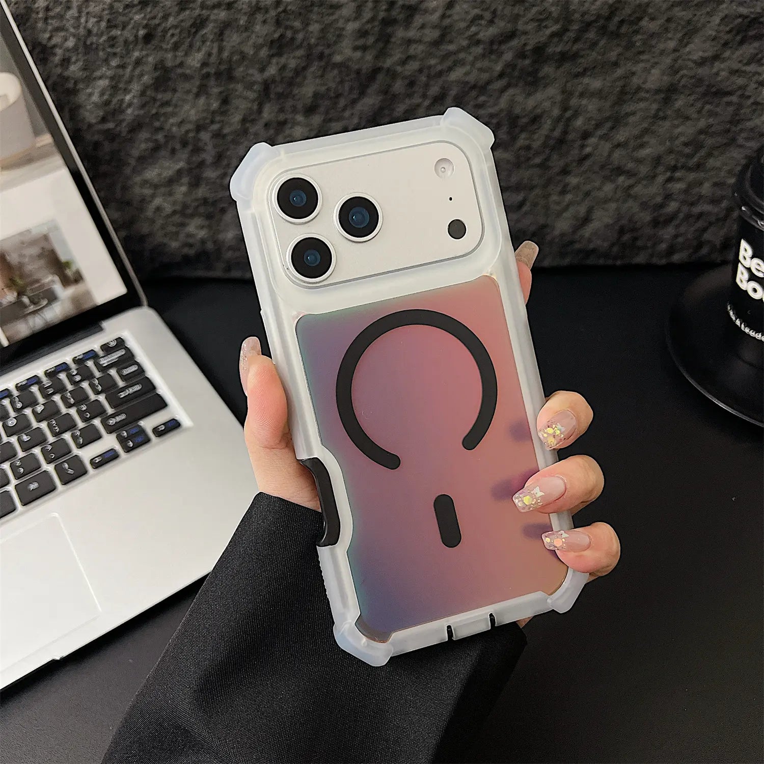 HOTSIAD Iridescent Laser Fluorescent Cute Phone Case [Magsafe Compatible] Shockproof Anti-Slip Anti-Scratch Drop Protection Case for Iphone 17 16 Pro Max 15 14 13 Pro Max