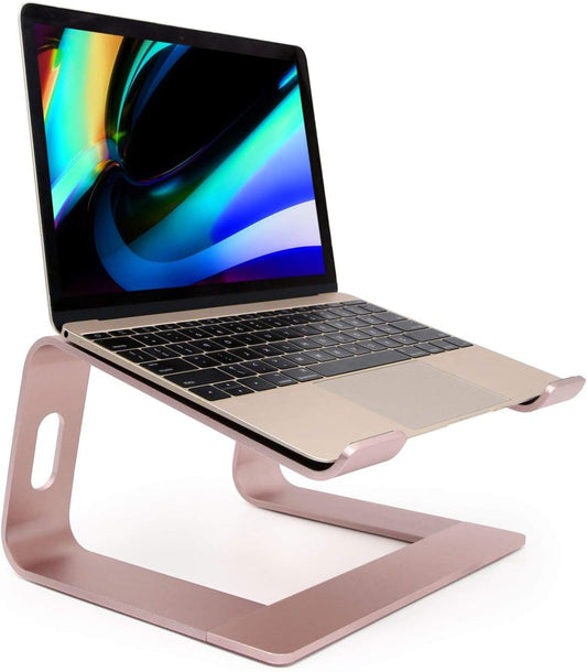 Ergonomic Aluminum Laptop Stand, Adjustable Detachable Riser for 10-17.3" Laptops (Rose Gold)