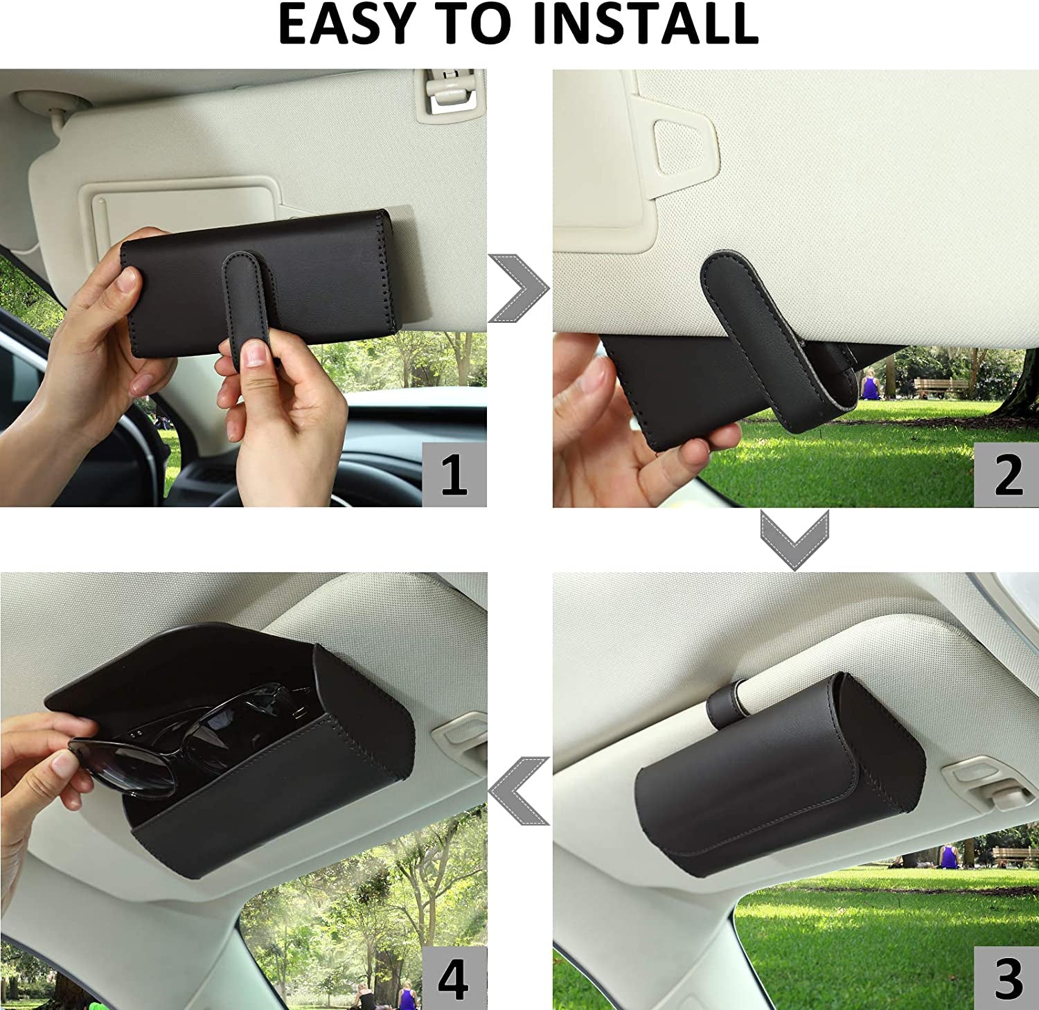 Car Sun Visor Sunglasses Holder and Eyeglasses Storage Case Organizer