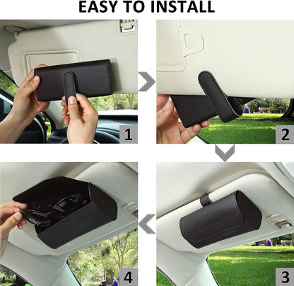 Car Sun Visor Sunglasses Holder and Eyeglasses Storage Case Organizer